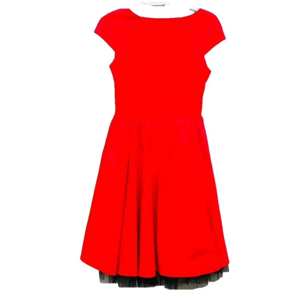 Hearts & Roses Red Black Tea Length Dress 50s VTG Rockabilly Style US 8 Retro - Picture 3 of 14